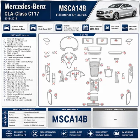 Mercedes-Benz CLA-Class 2014-2017 3D dekor palubnej dosky, 46 dielov