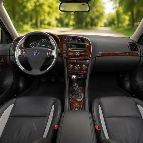 Saab 9-3 od 2007 kompletná sada; Automatic Gearbox; bez navigácie NAVI 3D sada dekorov interiéru palubnej dosky kompletná sada /