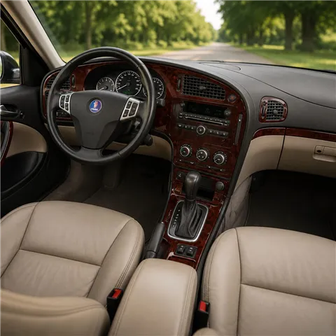 Saab 9-5 od 2006 kompletná sada; Automatic Gearbox; bez navigácie NAVI 3D sada dekorov interiéru palubnej dosky kompletná sada /