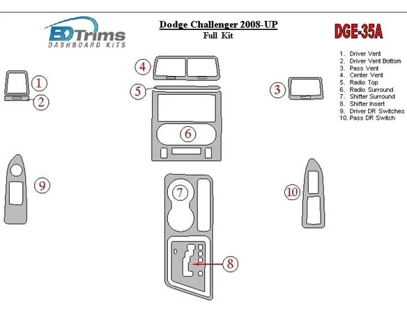 Dodge Challenger 2008-UP Kompletná súprava interiéru BD Dash Trim Kit - 1