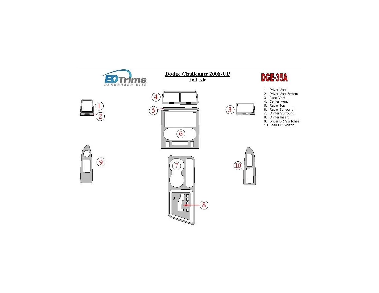 Dodge Challenger 2008-UP Kompletná súprava interiéru BD Dash Trim Kit - 1