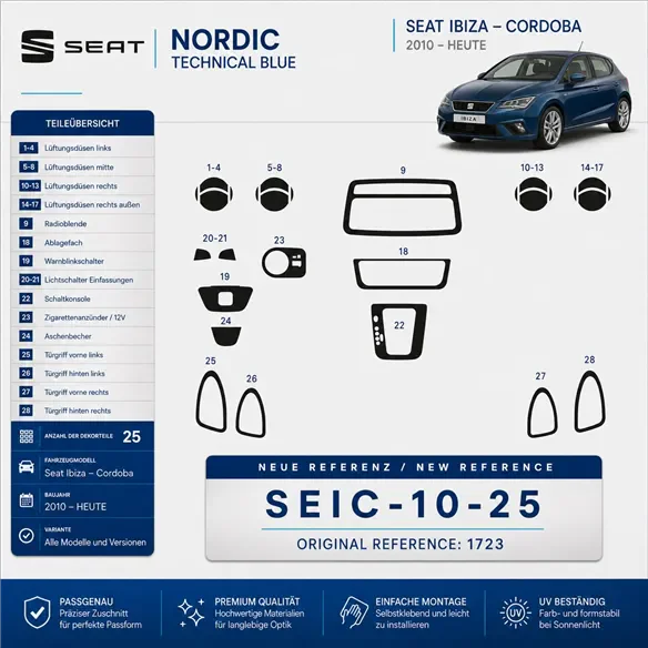Seat Ibiza – Cordoba od 2010 3D sada dekorov interiéru palubnej dosky 25-dielna