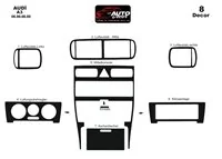 Audi A3 Typ 8L 06.96-08.00 Súprava obloženia palubnej dosky interiéru 3D Obloženie palubnej dosky 8 dielov - 2 Audi A3 Typ 8L 06.96-08.00 Súprava obloženia palubnej dosky interiéru 3D Obloženie palubnej dosky 8 dielov - 2
