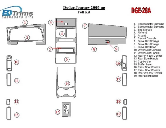 Dodge Journey 2009-UP Kompletná súprava interiéru BD Dash Trim Kit - 1