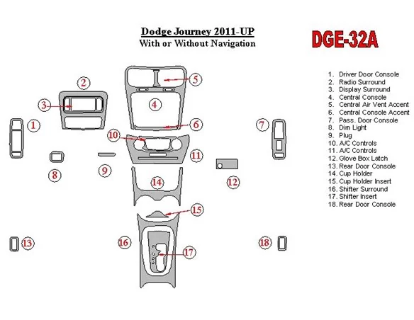 Dodge Journey 2011-UP Interiér BD Dash Trim Kit - 1