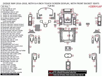 Kompletná súprava vnútornej výbavy Dodge Ram 2016-2018 s dotykovým displejom, s prednými sedadlami, 65 ks.