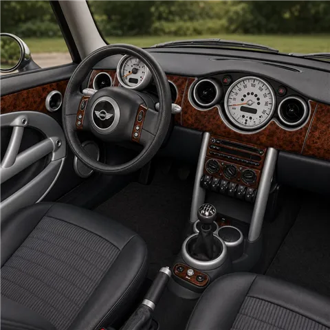 Mini Cooper R50 R53 2003–2008 3D sada dekorov interiéru palubnej dosky 33-dielna