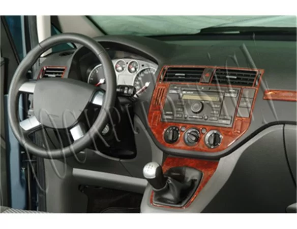 Ford C Max 01.04-09.10 Súprava obloženia palubnej dosky 3D interiéru Dekorácia palubnej dosky 12 dielov - 1