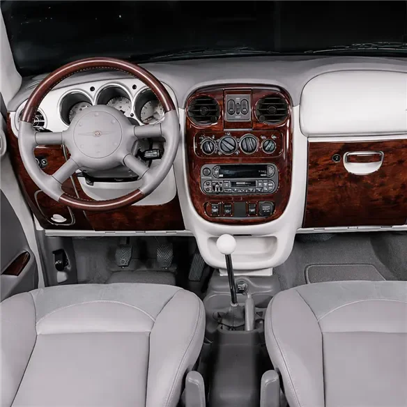 Chrysler PT Cruiser 2001–2005 kompletná sada; With Power Mirrors; Automatic Gearbox 3D sada dekorov interiéru palubnej dosky 24-
