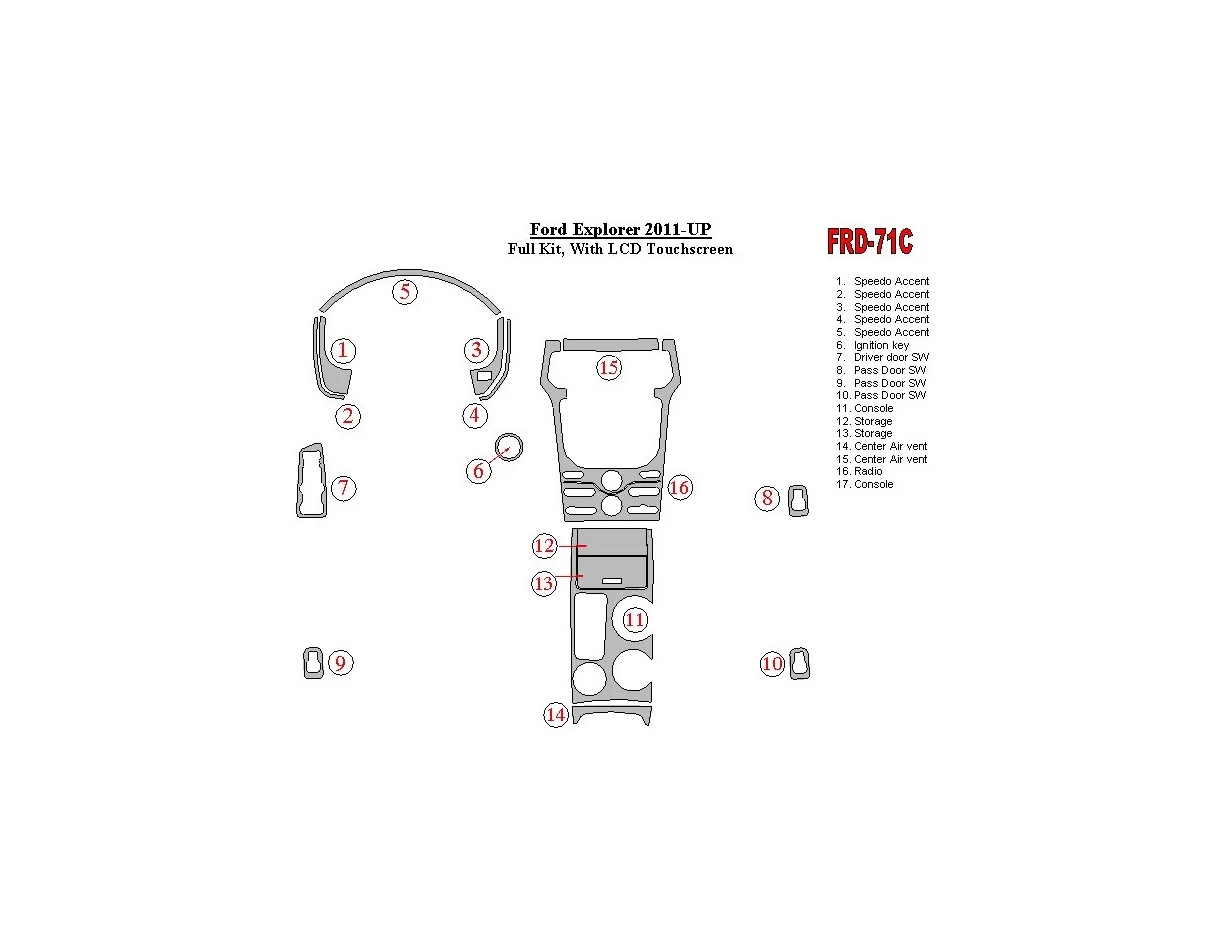 Ford Explorer 2011-UP So senzorovou obrazovkou Interiér BD Dash Trim Kit - 1