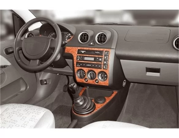 Ford Fiesta 03.02-08.05 3D súprava obloženia palubnej dosky interiéru 7-dielna súprava obloženia palubnej dosky - 1