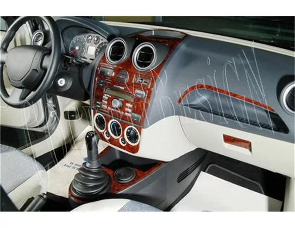Ford Fiesta 09.05-09.10 Súprava obloženia palubnej dosky 3D interiéru Dekorácia palubnej dosky 10 dielov - 1