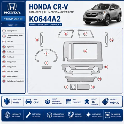 Honda CR-V 2016–2022 3D sada dekorov interiéru palubnej dosky 16-dielna