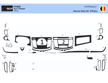 Ford New Transit 2020 3D súprava obloženia palubnej dosky interiéru 27-dielna súprava obloženia palubnej dosky