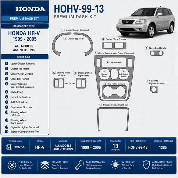 Honda HR-V 1999–2005 3D sada dekorov interiéru palubnej dosky 13-dielna