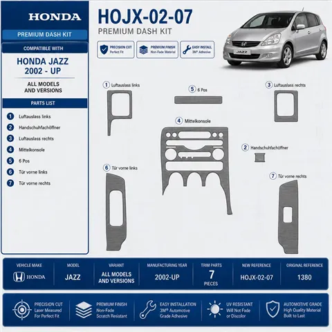 Honda Jazz od 2002 3D sada dekorov interiéru palubnej dosky 7-dielna