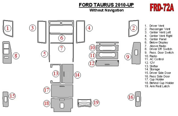 Ford Taurus 2010-UP Súprava obloženia interiéru BD Dash - 1