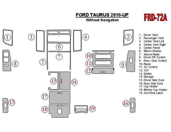 Ford Taurus 2010-UP Súprava obloženia interiéru BD Dash - 1
