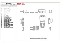 Honda Accord 1994-1997 4 dvere, kompletná sada, sada 21 dielov Interiér BD Dash Trim Kit - 1 Honda Accord 1994-1997 4 dvere, kompletná sada, sada 21 dielov Interiér BD Dash Trim Kit - 1