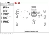 Honda Accord 1998-2000 4 dvere, zhoda OEM, sada 22 dielov Interiér BD Dash Trim Kit - 1 Honda Accord 1998-2000 4 dvere, zhoda OEM, sada 22 dielov Interiér BD Dash Trim Kit - 1