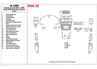 Honda Accord 2001-2002 2 dvere, zhoda OEM, súprava 23 dielov Interiér BD Dash Trim Kit - 1 Honda Accord 2001-2002 2 dvere, zhoda OEM, súprava 23 dielov Interiér BD Dash Trim Kit - 1