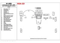 Honda Accord 2001-2002 4 dvere, zhoda OEM, sada 23 dielov Interiér BD Dash Trim Kit - 1 Honda Accord 2001-2002 4 dvere, zhoda OEM, sada 23 dielov Interiér BD Dash Trim Kit - 1