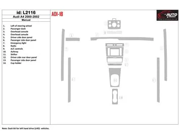 Audi A4 2000-2001 Kompletná sada, Manual.G Interiér BD Dash Trim Kit - 1