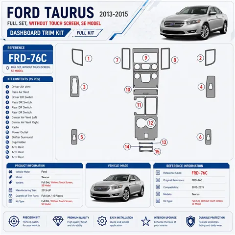 Ford Taurus od 2013 kompletná sada; Without Touch screen; SE Model 3D sada dekorov interiéru palubnej dosky kompletná sada / pod