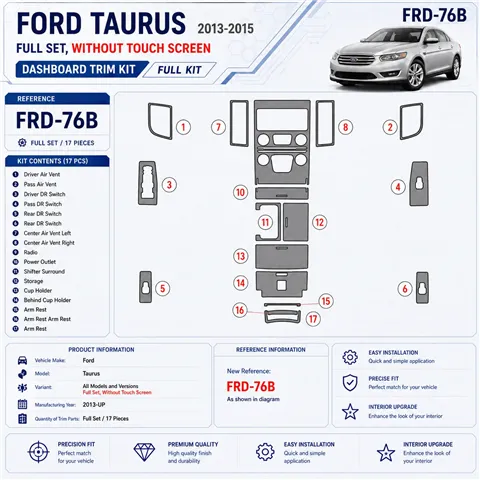 Ford Taurus od 2013 kompletná sada; Without Touch screen 3D sada dekorov interiéru palubnej dosky kompletná sada / podľa produkt
