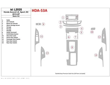 Honda Accord 2013-UP Základná súprava interiéru BD Dash Trim Kit - 1