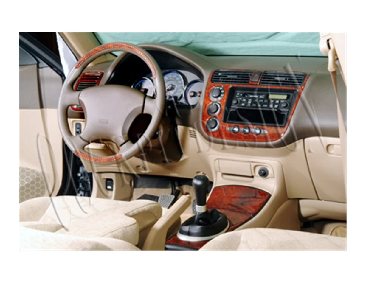 Honda Civic 04.01-06.06 Súprava obloženia palubnej dosky 3D interiéru Dekorácia palubnej dosky 10 dielov - 1