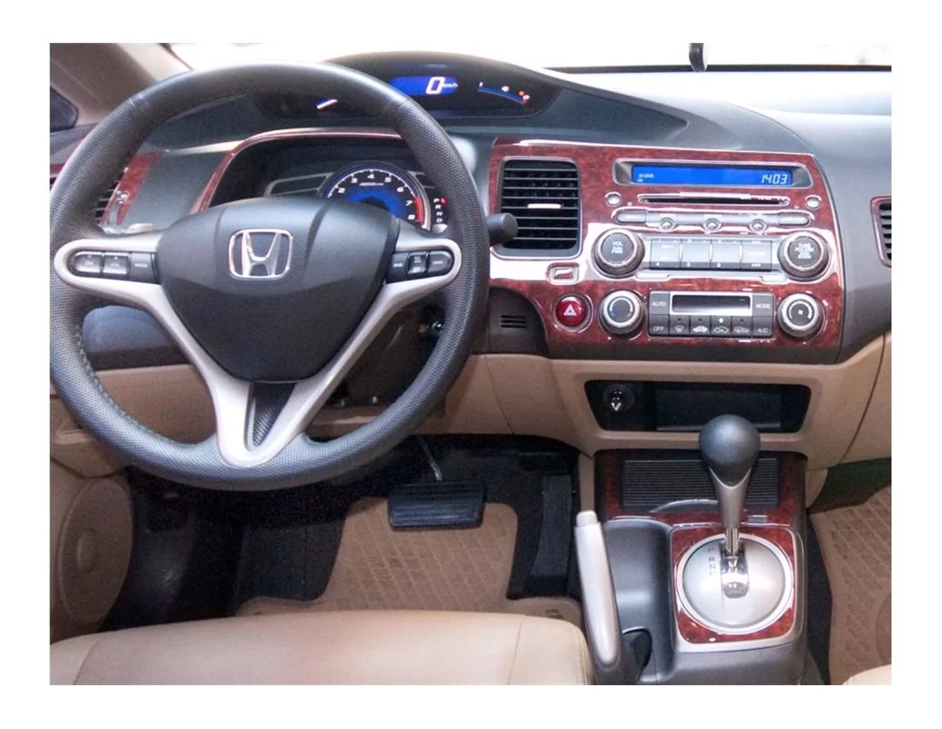 Honda Civic 06.06-12.11 Súprava obloženia palubnej dosky 3D interiéru Dekorácia palubnej dosky 16 dielov - 1