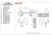 Honda Civic 1992-1995 4-dverová, s interiérovou žiarovkou BD Dash Trim Kit - 1