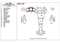 Honda Civic 1996-1998 2 dvere, kompletná sada, 20 dielov Interiér BD Dash Trim Kit - 1
