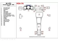 Honda Civic 1996-1998 4 dvere, kompletná sada, sada 20 dielov Interiér BD Dash Trim Kit - 1
