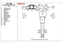 Honda Civic 1996-1998 DX, súprava 18 dielov Interiér BD Dash Trim Kit - 1