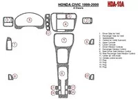 Honda Civic 1999-2000 4-dverová sada 16 dielov Interiér BD Dash Trim Kit - 2