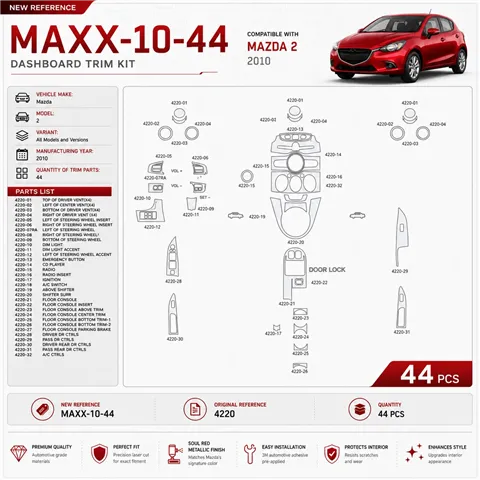 Mazda 2 2010 3D sada dekorov interiéru palubnej dosky 44-dielna