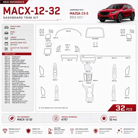 Mazda CX5 2012–2017 3D sada dekorov interiéru palubnej dosky 32-dielna