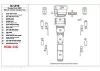 Honda Civic 2001-2001 manuálna prevodovka, 4 dvere, bez žhaviacej skrinky, sada 20 dielov Interiér BD Dash Trim Kit - 1