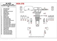 Honda Civic 2003-2005 Automatická prevodovka, 2 alebo 4 dvere, bez žeraviacej skrinky Interiér BD Dash Trim Kit - 1