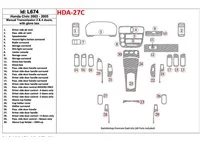 Honda Civic 2003-2005 manuálna prevodovka, 2 alebo 4 dvere, so žeraviacou skriňou Interiér BD Dash Trim Kit - 1