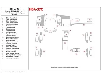 Honda Civic 2006-2011 4 dvere, so systémom NAVI Interiér BD Dash Trim Kit