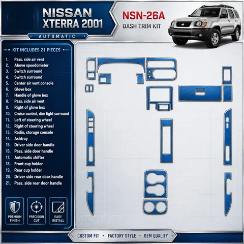 Nissan Xterra 2001–2001 Automatic Gearbox 3D sada dekorov interiéru palubnej dosky 21-dielna