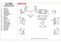 Honda Civic 2012-UP Sedan, bez súpravy NAVI interiéru BD Dash Trim Kit - 1
