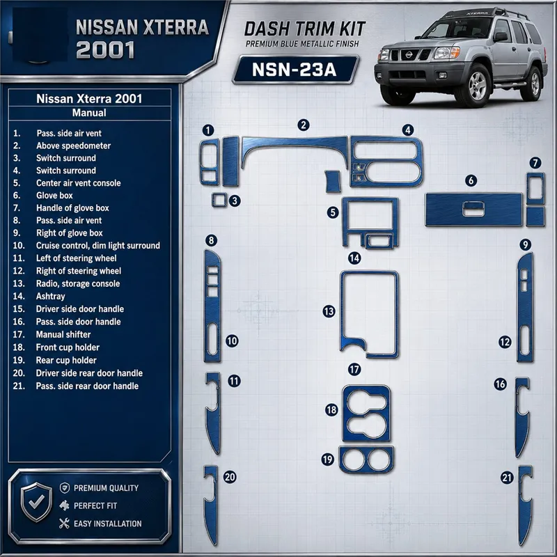 Nissan Xterra 2000–2000 Automatic Gearbox 3D sada dekorov interiéru palubnej dosky 22-dielna