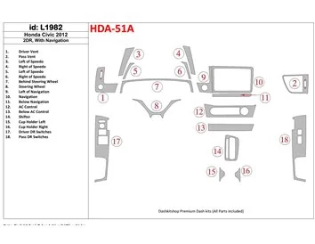 Honda Civic 2012-UP S NAVI Interiér BD Dash Trim Kit - 1