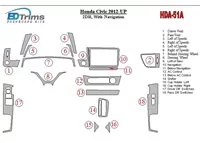 Honda Civic 2012-UP S NAVI Interiér BD Dash Trim Kit - 2