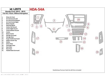 Honda Civic 2013-UP Kompletná sada, 4 dvere, bez NAVI Interiér BD Dash Trim Kit - 1