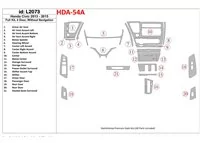 Honda Civic 2013-UP Kompletná sada, 4 dvere, bez NAVI Interiér BD Dash Trim Kit - 1